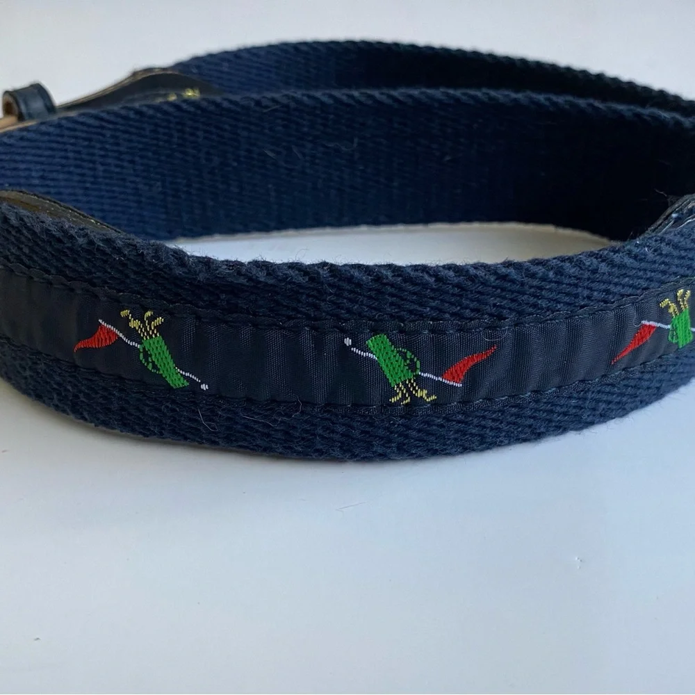 Boys Belt Size 10 Golf Clubs Bag Canvas Navy Blue Preppy Sports Sporty Dress